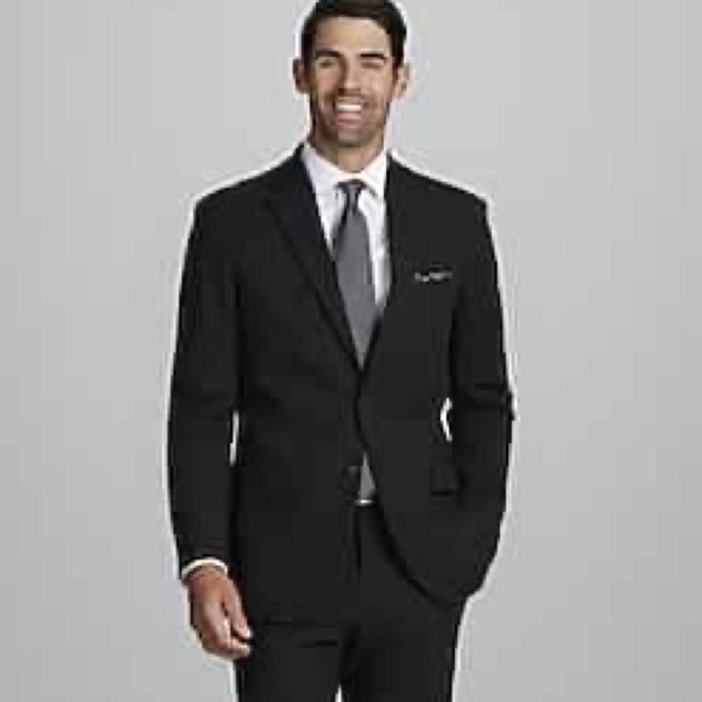 Jos A BANK Mens Blazer Sport Coat‎ Jacket 40S Black Striped Wool Suit Jacket C39
